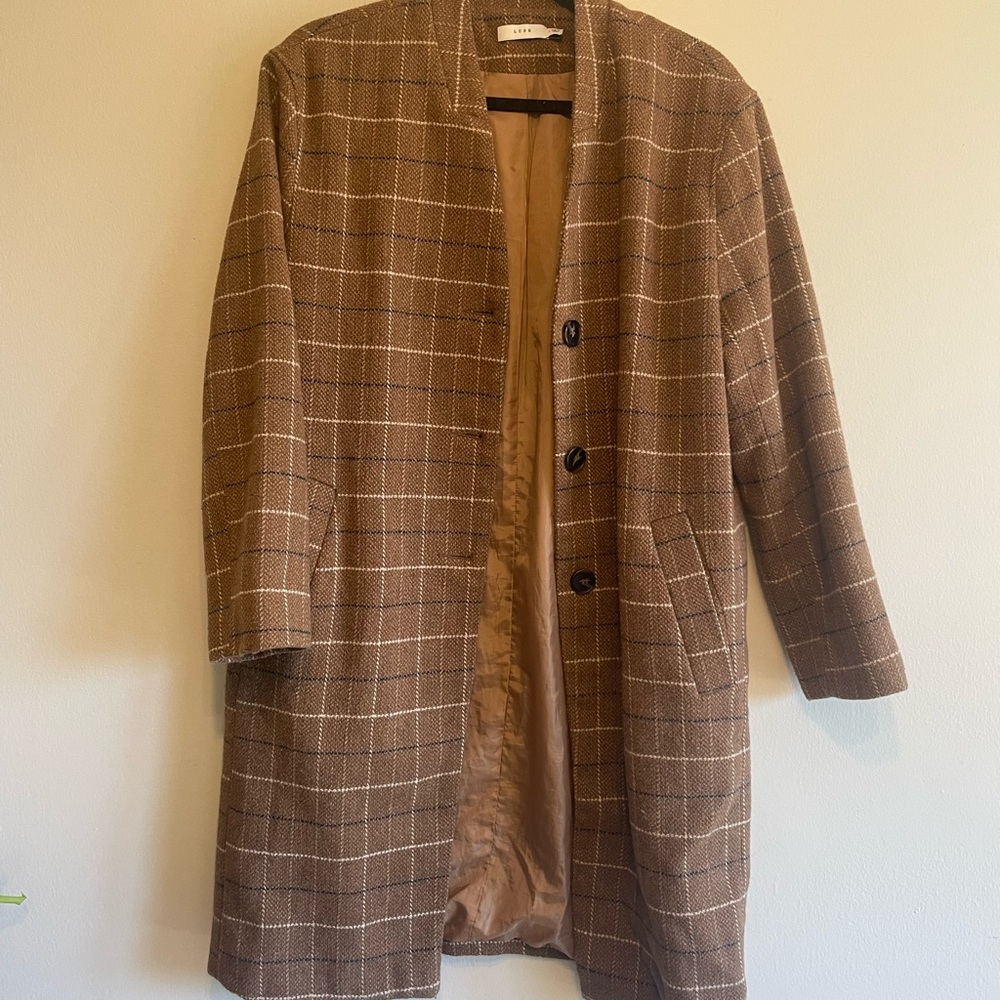 Lush Brown Plaid Outerwear